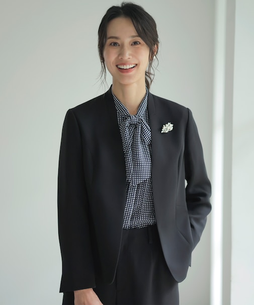 【セットアップ対応・洗える】セラテリーダブルクロス ノーカラー ジャケット