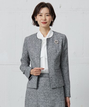 【セットアップ対応】Light Tweed ノーカラー ジャケット