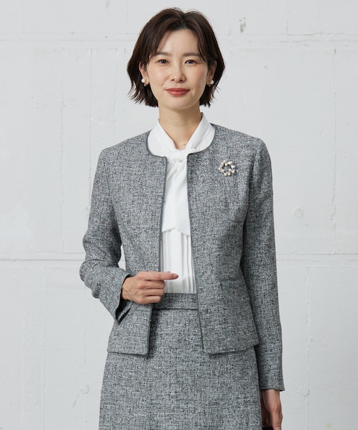 【セットアップ対応】Light Tweed ノーカラー ジャケット