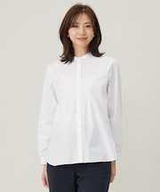 【洗える】BEZコットンナイロン ストライプ ピンタック ブラウス