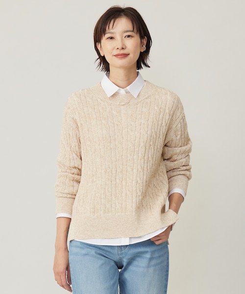  PARTY♢リボンケーブルニットbeige ラインロゴミニニットトップス – BUNNY APARTMENT