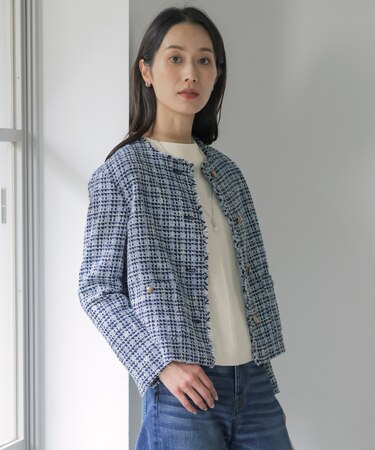 ファニーツイード ノーカラー ジャケット