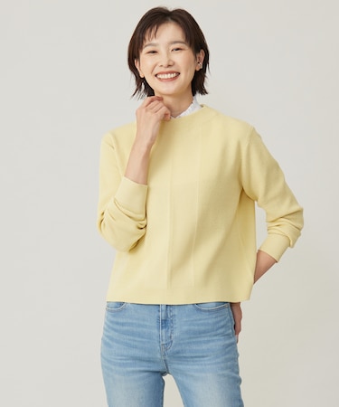 【洗える】CLEAR COTTON BLEND ボトルネック ニット