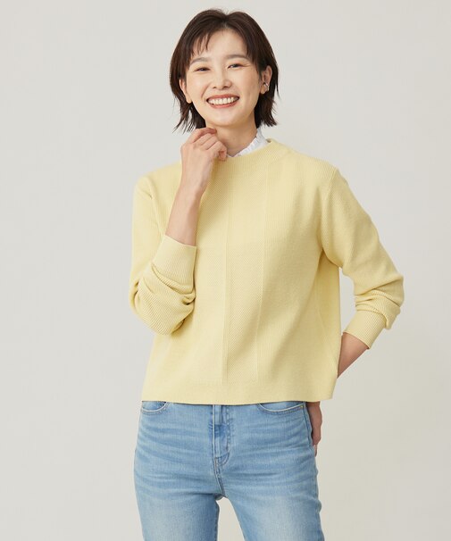 【洗える】CLEAR COTTON BLEND ボトルネック ニット