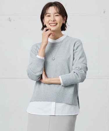 【洗える】Reeves Shine クルーネック ニット