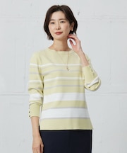 【洗える】Rayon Stretch Border ニット
