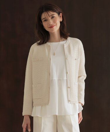 【洗える】DAILY TWEED ニット アウター
