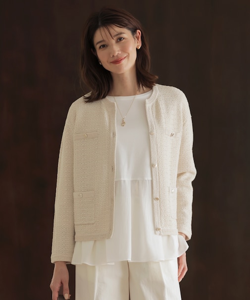 【洗える】DAILY TWEED ニット アウター