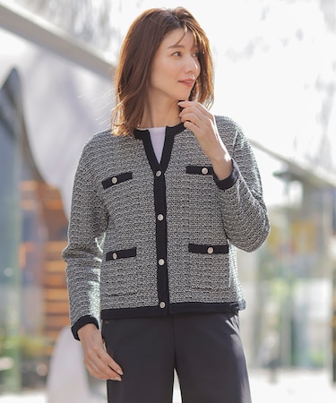 【洗える】DAILY TWEED ニット アウター