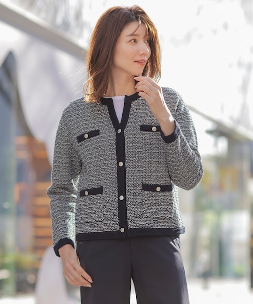 【洗える】DAILY TWEED ニット アウター