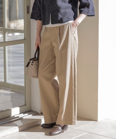 【洗える】20チノストレッチ ワイドパンツ