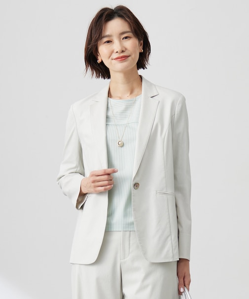 【セットアップ対応】セルロースリネンストレッチ テーラード ジャケット