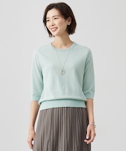 【洗える】BASIC HT COTTON クールネック プルオーバー
