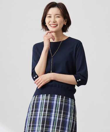 【洗える】BASIC HT COTTON クールネック プルオーバー