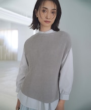 【洗える】Linen Cotton Vest  ニット ベスト
