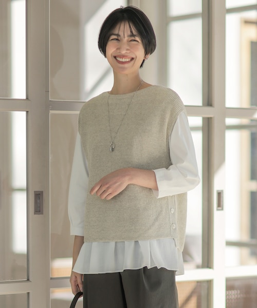 23SS J.PRESS ジェイプレス 【洗える】リネンコットン ニットベスト 洗える】Linen Cotton Vest ニット ベスト｜ジェイ・プレスの