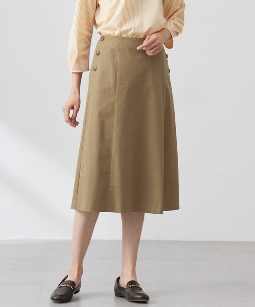 【洗える】リネンツイル Aライン スカート