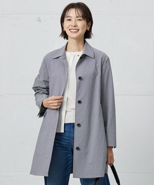 【洗える】Lightストレッチギンガム シングル トレンチコート