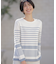 【洗える】Cotton Acetate パネルボーダー プルオーバー ニット