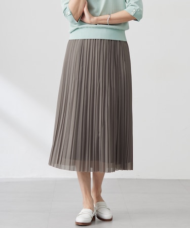【洗える】オーガンジートリコット プリーツ スカート