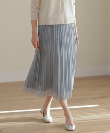 【洗える】オーガンジートリコット プリーツ スカート