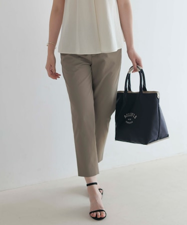 【洗える・接触冷感・UVケア・吸水速乾・防透け】麻シェルドライ テーパード パンツ