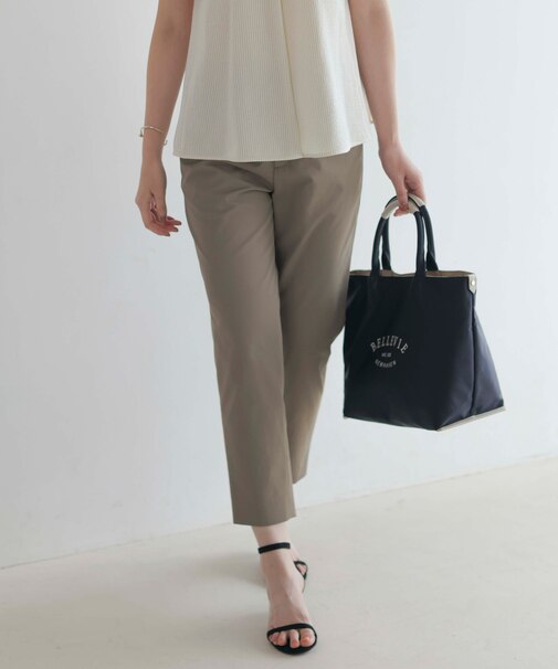 【洗える・接触冷感・UVケア・吸水速乾・防透け】麻シェルドライ テーパード パンツ