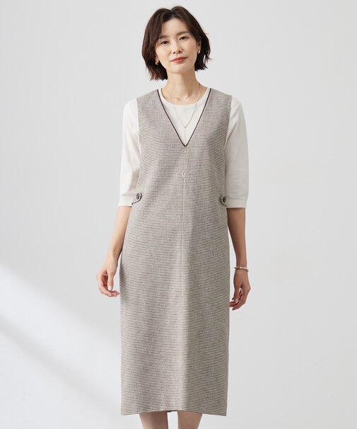 【洗える】Calameraリングメッシュ ジャンパースカート