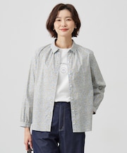 【洗える】Liberty シャツカラー スキッパー ブラウス