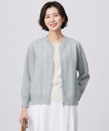 【洗える】SHEER JACQUARD ニット ブルゾン