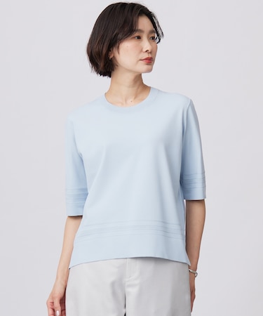 【洗える】RAYON ELITE STRETCH クルーネック ニット