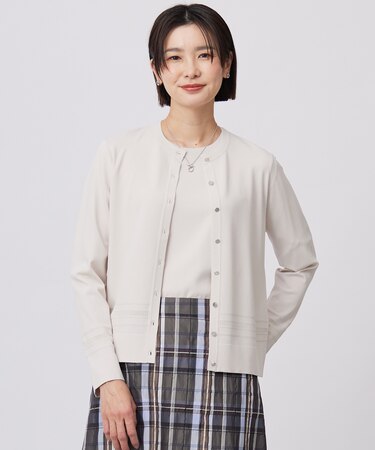 【洗える】RAYON ELITE STRETCH クルーネック カーディガン