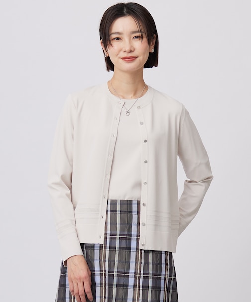 【洗える】RAYON ELITE STRETCH クルーネック カーディガン