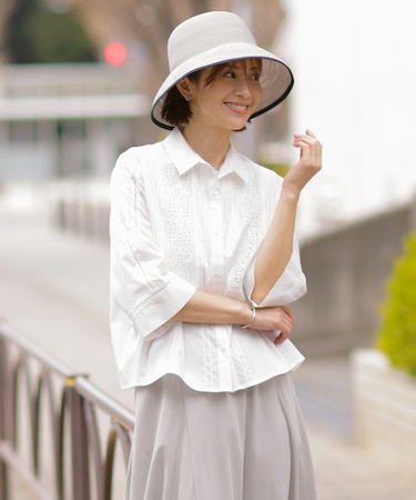 【洗える】セルロースライト刺繍  シャツ ブラウス