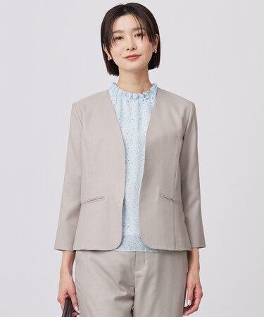 【セットアップ対応・洗える・UVケア・吸水速乾】OXIJEWELストレッチ ノーカラー ジャケット