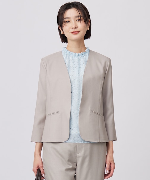 【セットアップ対応・洗える・UVケア・吸水速乾】OXIJEWELストレッチ ノーカラー ジャケット