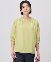 【洗える】トリコットバイオ シャーリング カットソー