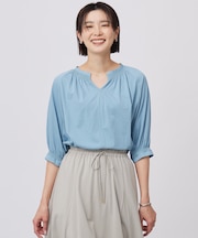 【洗える】トリコットバイオ シャーリング カットソー