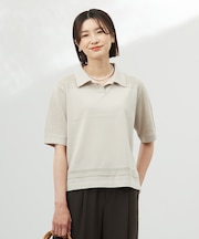 【洗える】COTTON POLYESTER ニットポロ