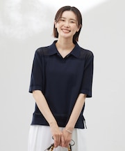 【洗える】COTTON POLYESTER ニットポロ