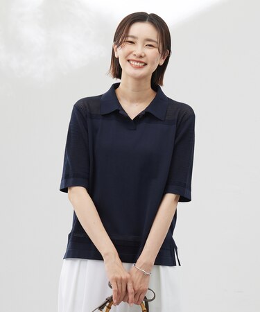 【洗える】COTTON POLYESTER ニットポロ