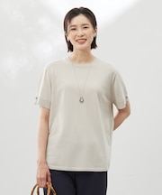 【洗える】COTTON POLYESTER 袖ボタン ニット
