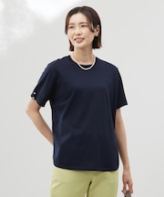【洗える】COTTON POLYESTER 袖ボタン ニット