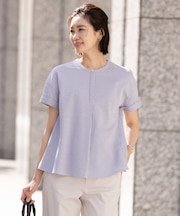 【洗える・抗菌防臭・吸水速乾】サッカージャージー フレンチスリーブ カットソー