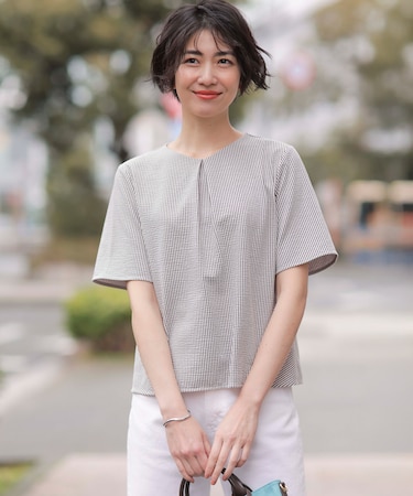 【洗える・抗菌防臭・吸水速乾】サッカージャージー ペプラム カットソー