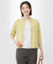【洗える・抗菌防臭】COTTON ACETATE DRY クルーネック カーディガン
