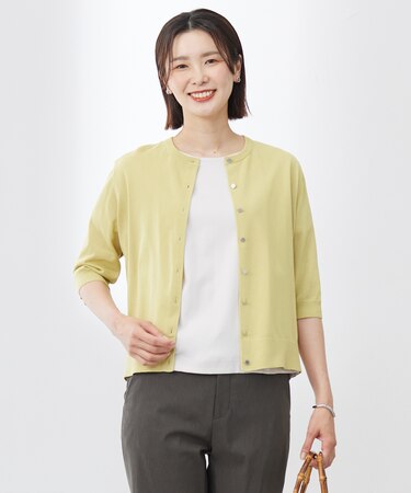 【洗える・抗菌防臭】COTTON ACETATE DRY クルーネック カーディガン