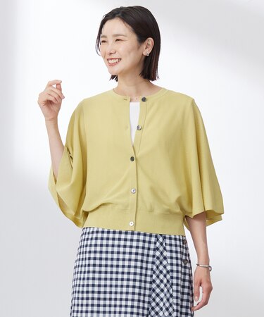 【洗える・抗菌防臭】COTTON ACETATE DRY バタフライスリーブ カーディガン