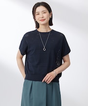 【洗える】メッシュ パターン ニット