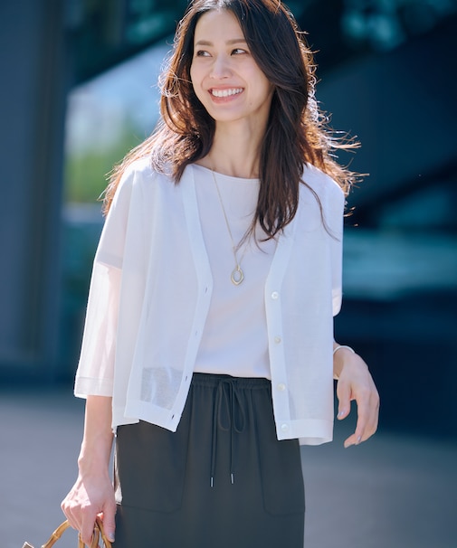 【WEB限定カラーあり・洗える】SHEER LIGHT KNIT Vネック カーディガン